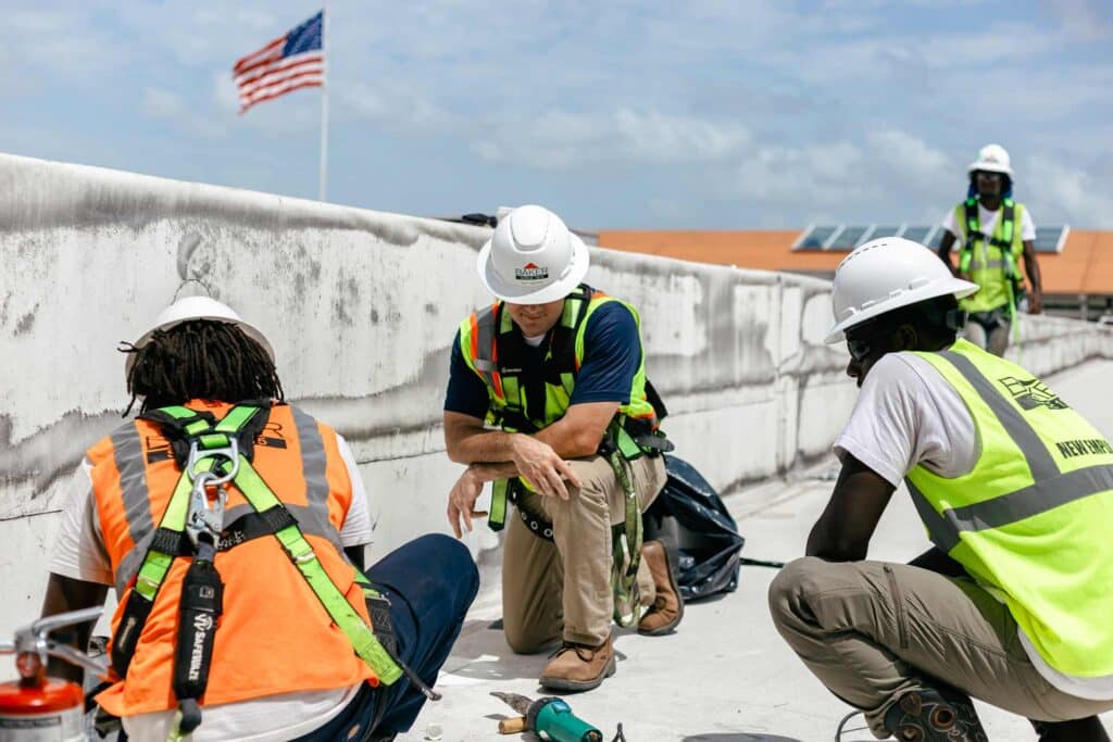 Commercial Roofers working on a commercial roof