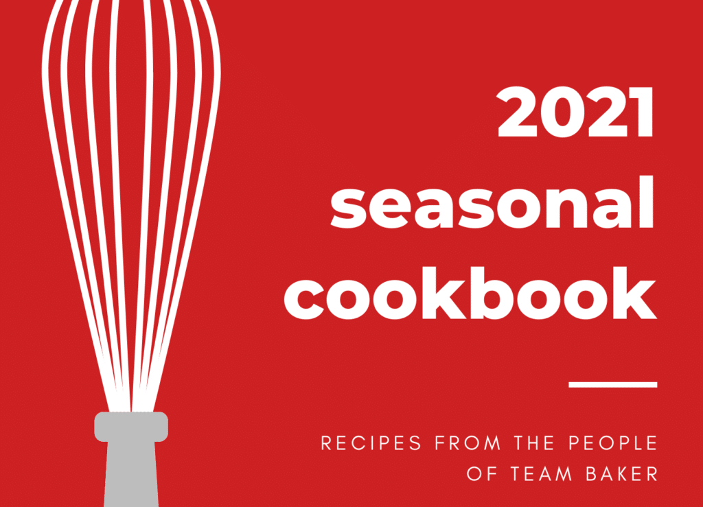 red text image that says "2021 seasonal cookbook"