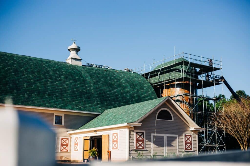 historic wakefield barn green tile installation