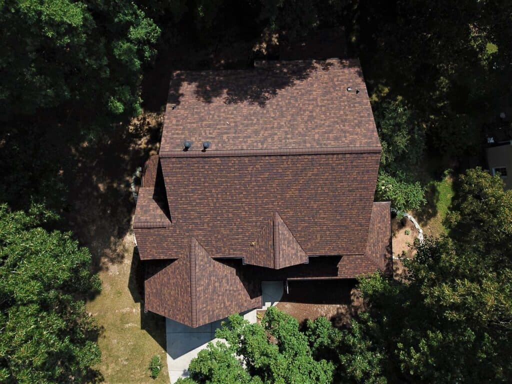 Brown shingle roof