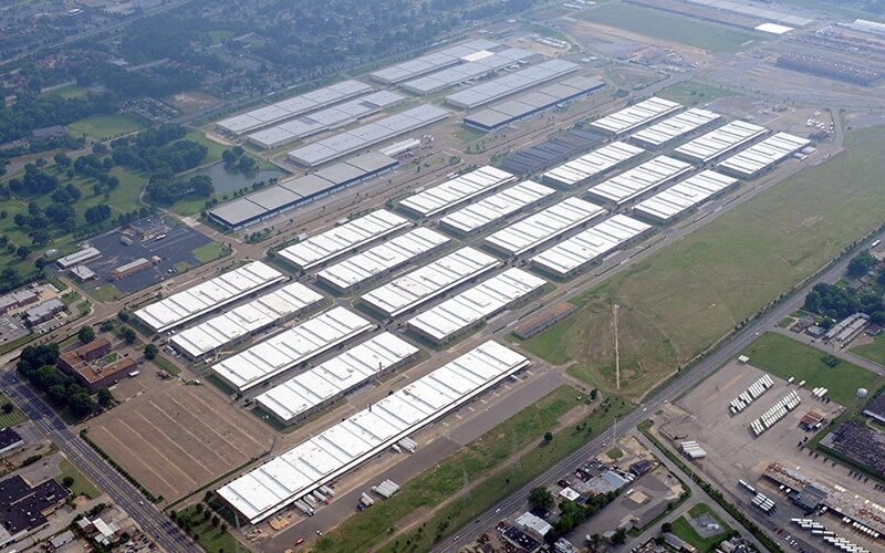 Aerial view of an industrial park