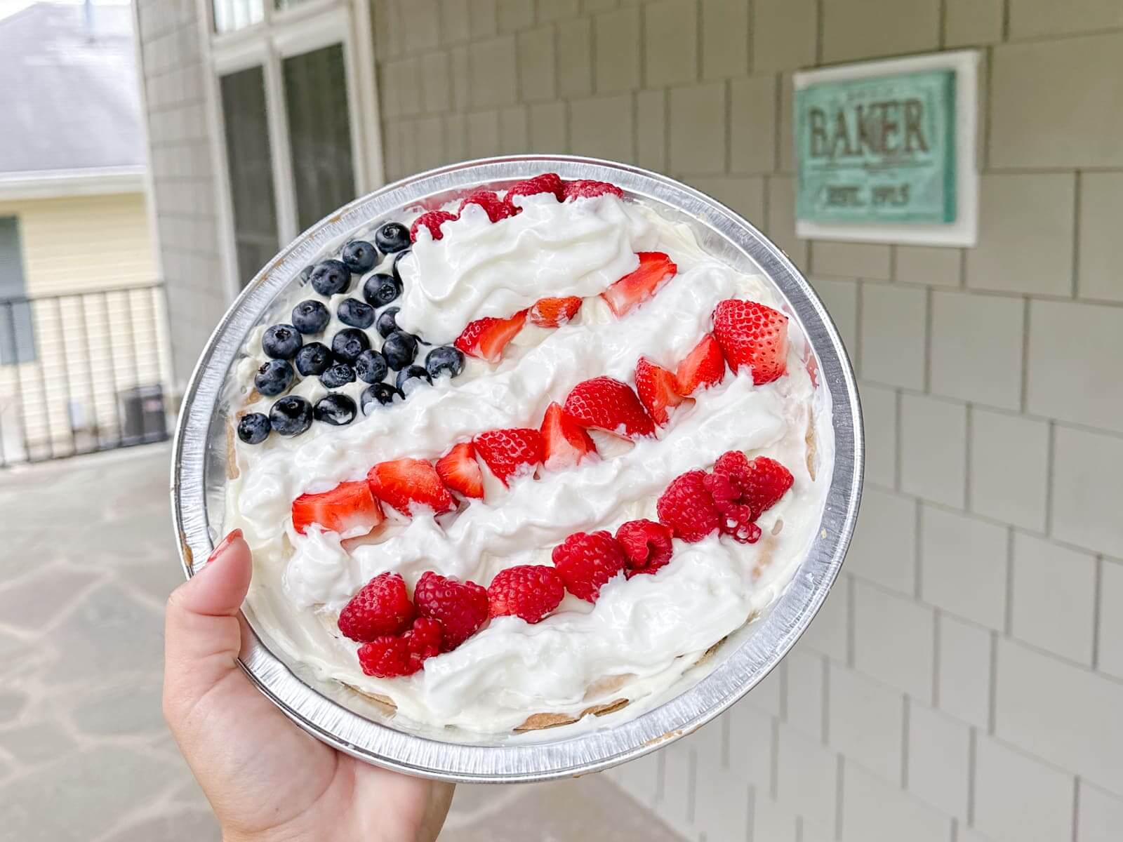 Roofers Baking Fourth of July Fruit Pie Baker Roofing Company