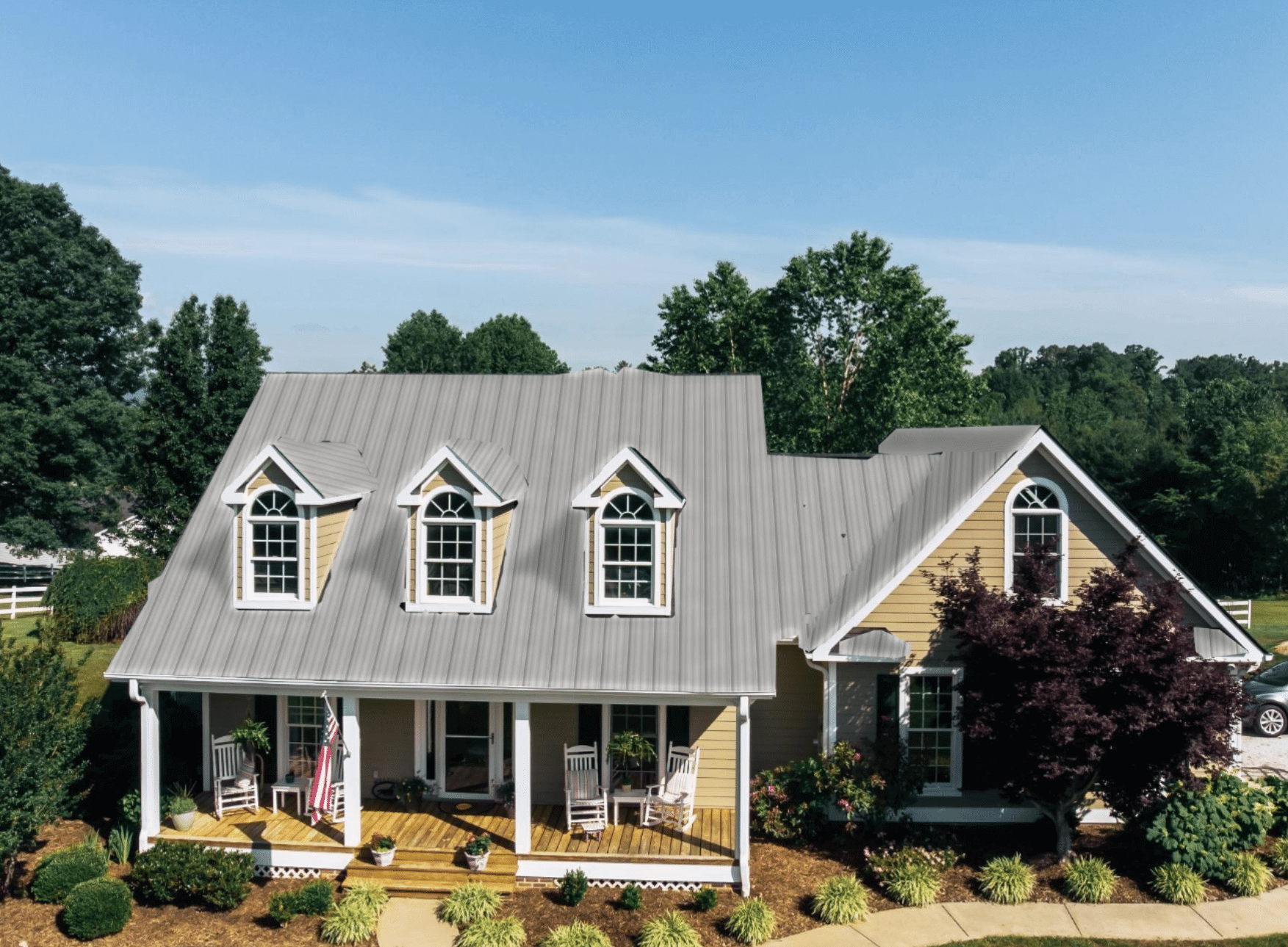 residential home with shingle roof blue sky