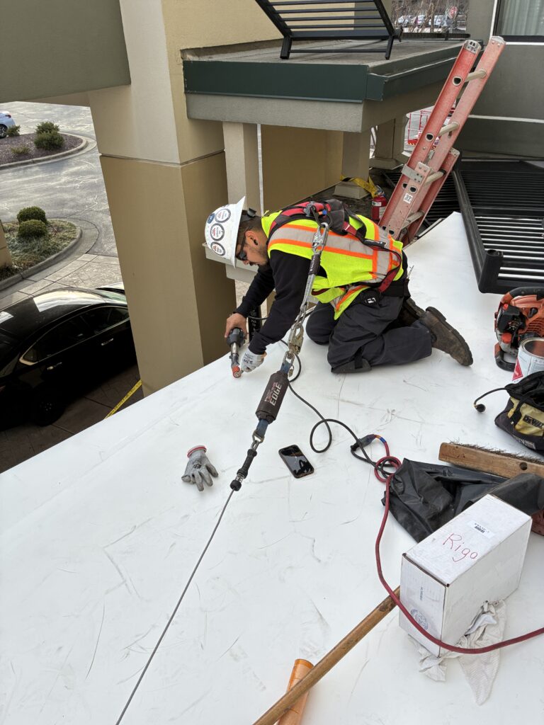 Roof replacement with TPO at hotel
