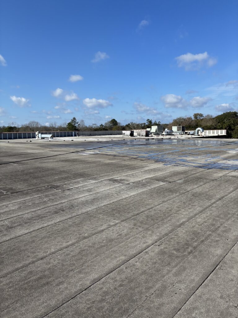Roof repair on grocery store