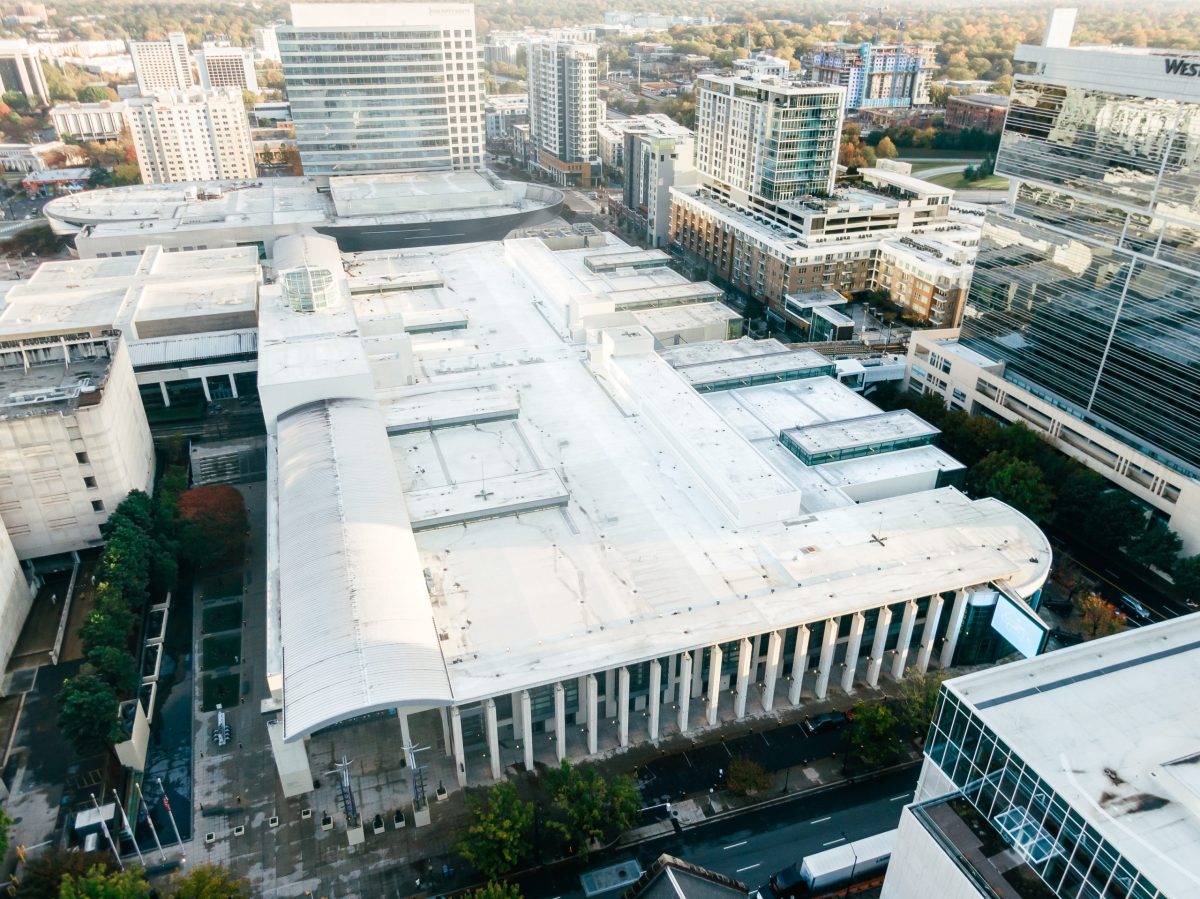 completed roof on a convention center