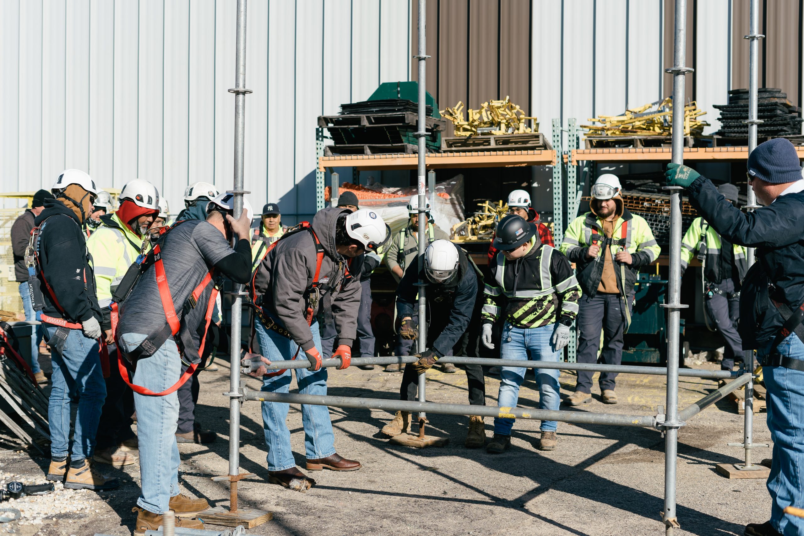 a whole team learning scaffolding safety