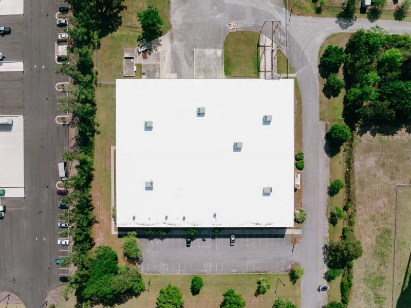drone image of flat roof