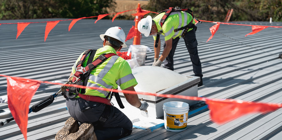 men working on skylight