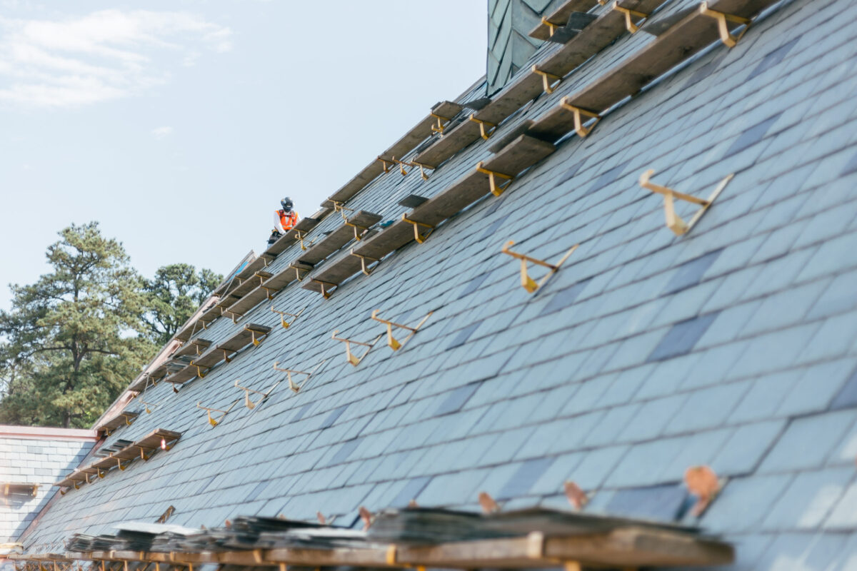Steep slope slate restoration