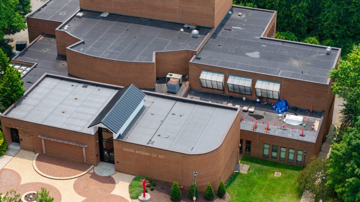 Stepped low-slope EPDM roof sections on the Dillard building at the University of Lynchburg in Lynchburg, VA